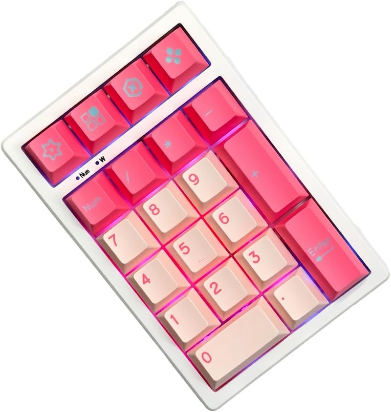 Boyi TD21 Hot Swap Numpad,21 Keys Mini Numpad Portable Keypad Bluetooth5.0/2.4G/Wired Number Pad Keyboard PBT Keycaps RGB Backlit Type-C Mini Keyboard (Pink Cherry Keycaps) - Image 1